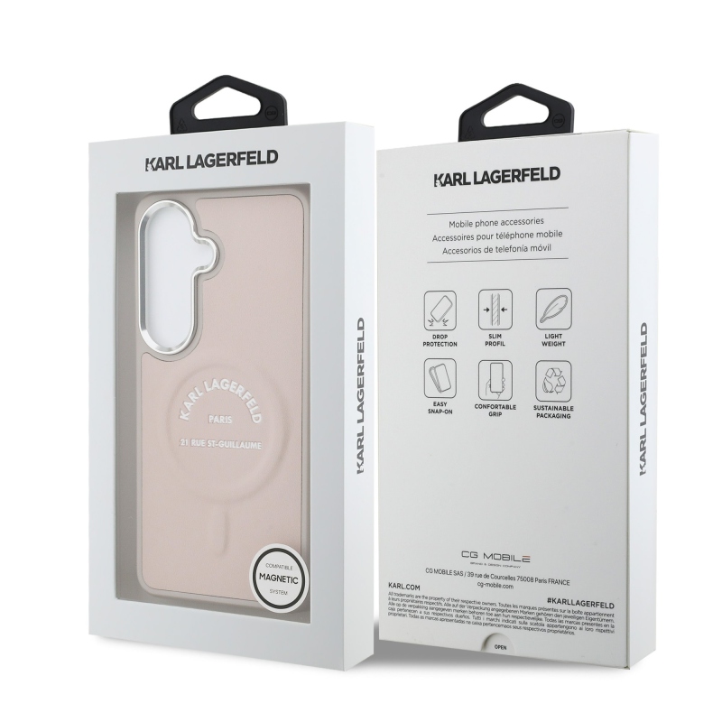 Karl Lagerfeld PU RSG Logo Magnetic Zadní Kryt pro Samsung Galaxy S26+ Pink