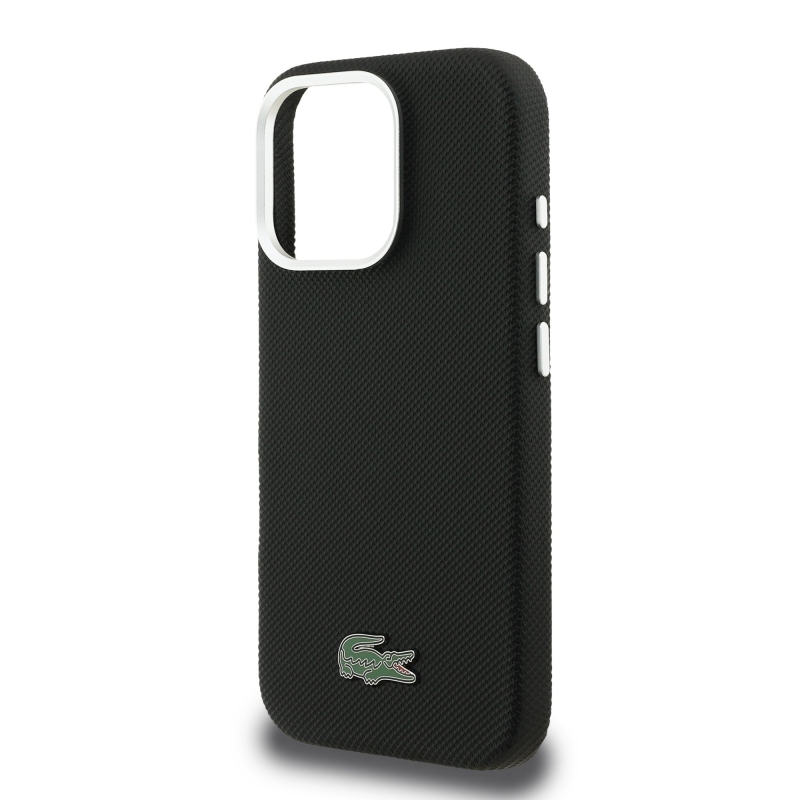 Lacoste PVC Iconic Petit Pique Metal Logo MagSafe Zadní Kryt pro iPhone 16 Pro Max Black