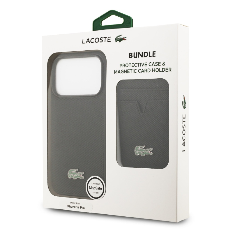 Lacoste Iconic Petit Pique MagSafe Zadní Kryt + Peněženka pro iPhone 17 Pro Black