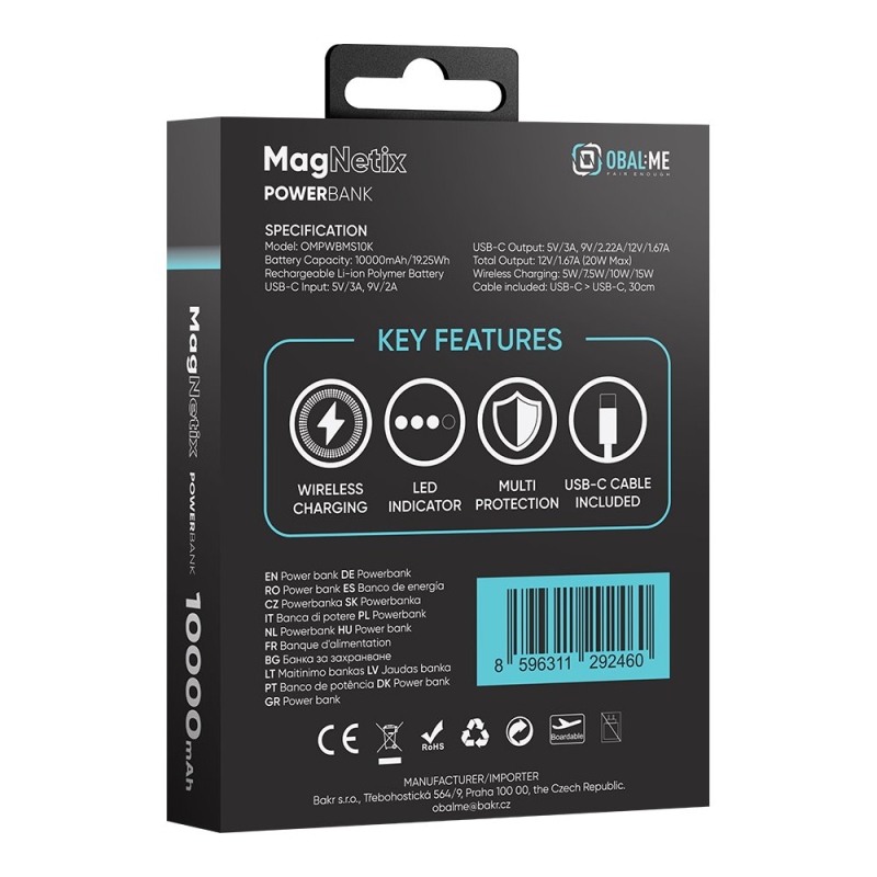 OBAL:ME MagNetix Powerbanka 10000mAh Black
