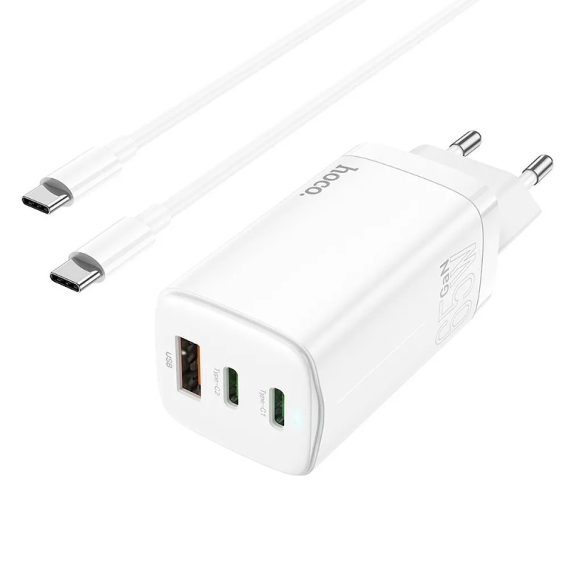 HOCO N16 GaN Cestovní nabíječka 65W 2x USB-C + USB-A + Kabel USB-C/USB-C White