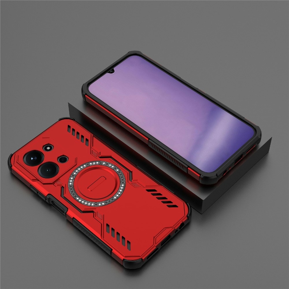 Hollow odolný kryt s MagSafe na Xiaomi Redmi 15C 4G (171mm)/Poco C85 4G (171mm) - červený