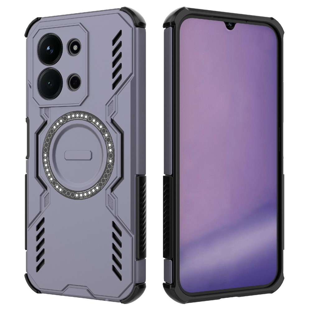 Hollow odolný kryt s MagSafe na Xiaomi Redmi 15C 4G (171mm)/Poco C85 4G (171mm) - fialový