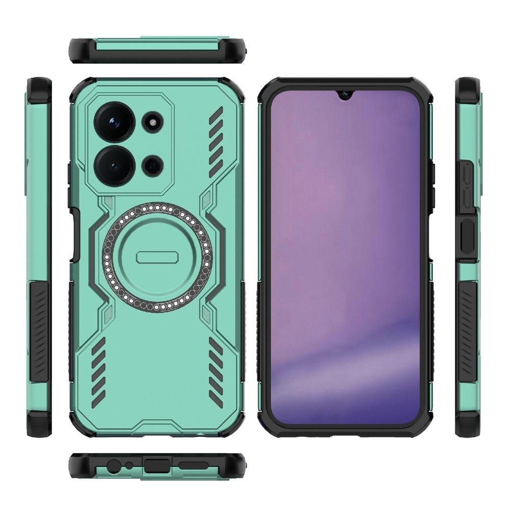 Hollow odolný kryt s MagSafe na Xiaomi Redmi 15C 4G (171mm)/Poco C85 4G (171mm) - zelený