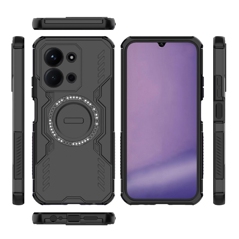 Hollow odolný kryt s MagSafe na Xiaomi Redmi 15C 4G/5G (173mm)/Poco C85 (173mm) - černý