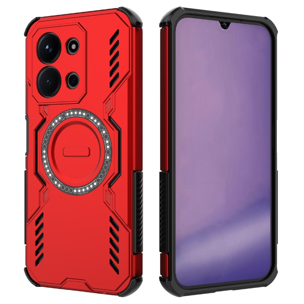 Hollow odolný kryt s MagSafe na Xiaomi Redmi 15C 4G/5G (173mm)/Poco C85 (173mm) - červený