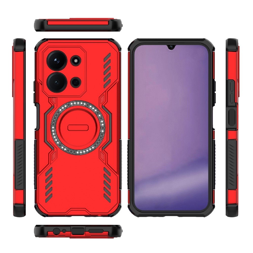 Hollow odolný kryt s MagSafe na Xiaomi Redmi 15C 4G/5G (173mm)/Poco C85 (173mm) - červený