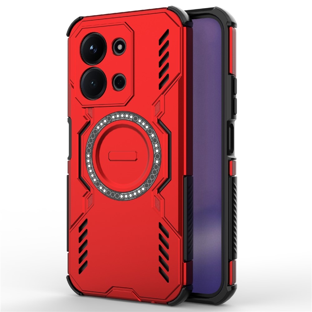 Hollow odolný kryt s MagSafe na Xiaomi Redmi 15C 4G/5G (173mm)/Poco C85 (173mm) - červený