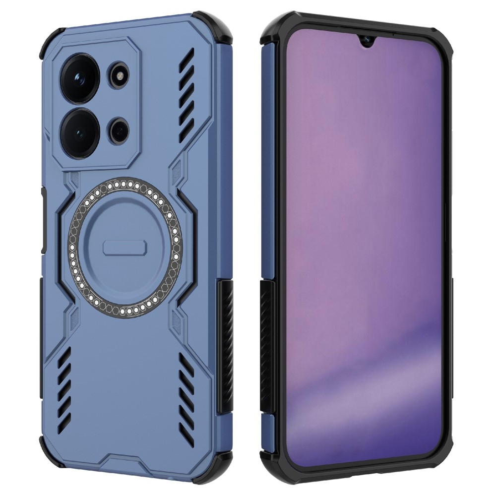 Hollow odolný kryt s MagSafe na Xiaomi Redmi 15C 4G/5G (173mm)/Poco C85 (173mm) - modrý