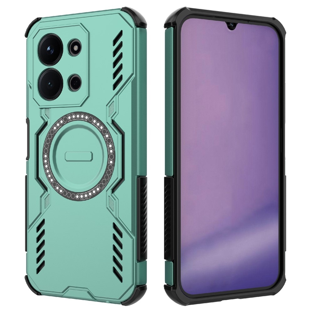 Hollow odolný kryt s MagSafe na Xiaomi Redmi 15C 4G/5G (173mm)/Poco C85 (173mm) - zelený