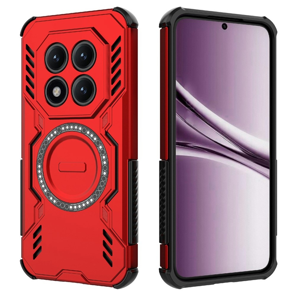 Hollow odolný kryt s MagSafe na Xiaomi Redmi Note 15 Pro+ 5G - červený