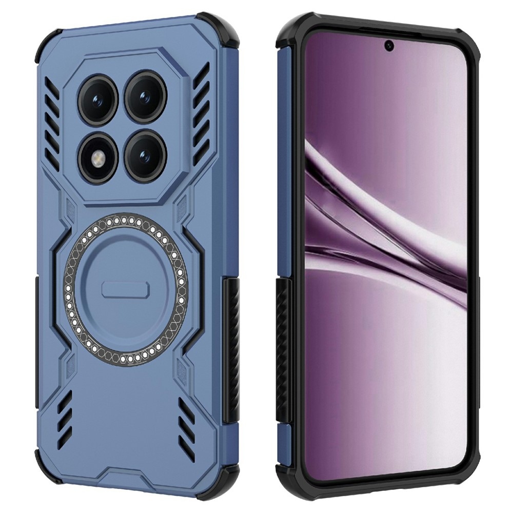 Hollow odolný kryt s MagSafe na Xiaomi Redmi Note 15 Pro+ 5G - modrý