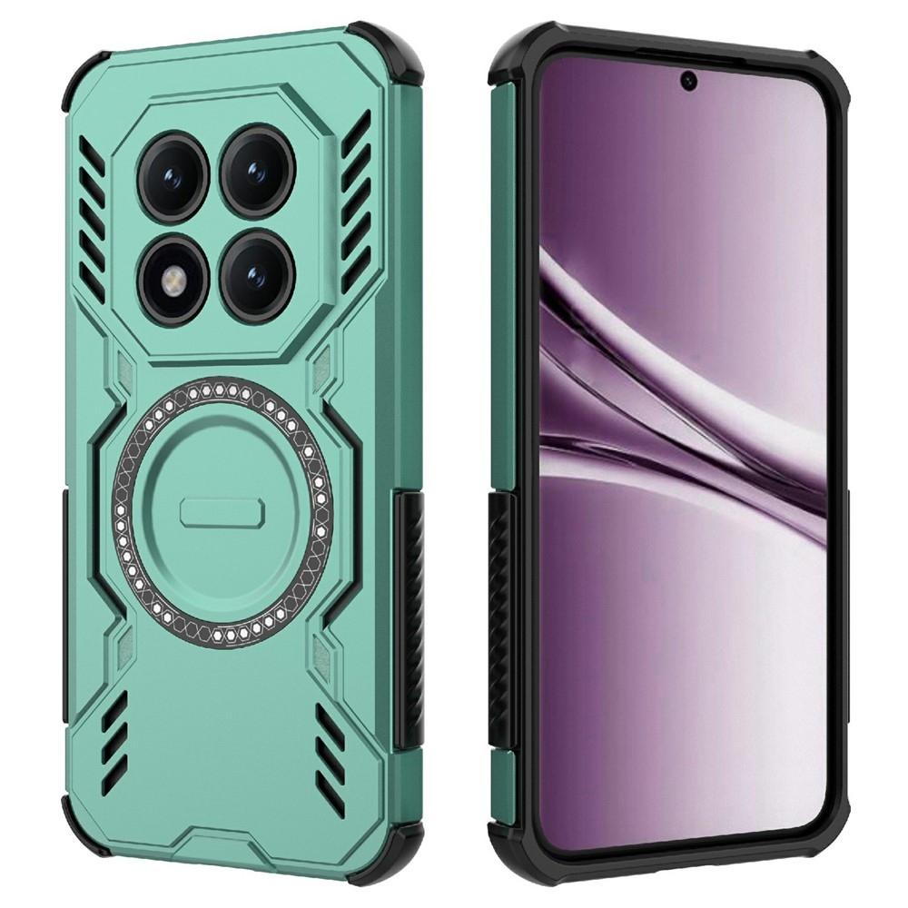 Hollow odolný kryt s MagSafe na Xiaomi Redmi Note 15 Pro+ 5G - zelený