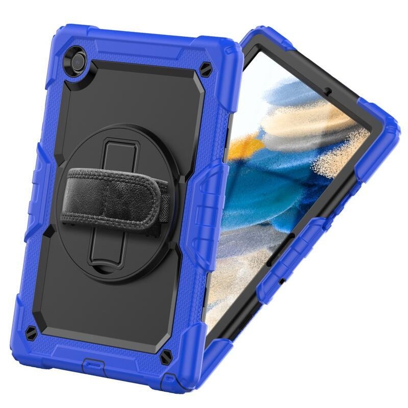 Honey hybridní odolný kryt s popruhem a držákem na ruku pro tablet Samsung Galaxy Tab A8 10.5 (2021) - černý/modrý
