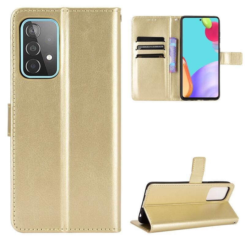 Crazy PU kožené peněženkové pouzdro na mobil Samsung Galaxy A72 5G/4G - zlaté