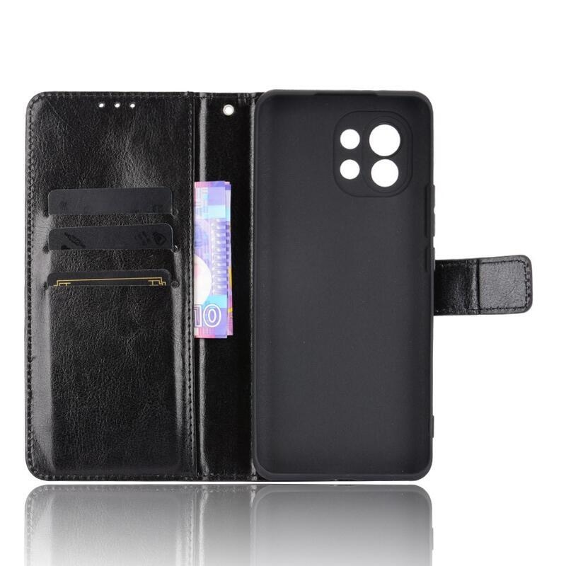 Horse PU kožené peněženkové pouzdro na mobil Xiaomi Mi 11 - černé
