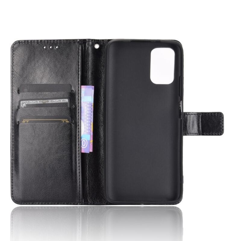 Horse PU kožené peněženkové pouzdro na mobil Xiaomi Poco M3 - černé
