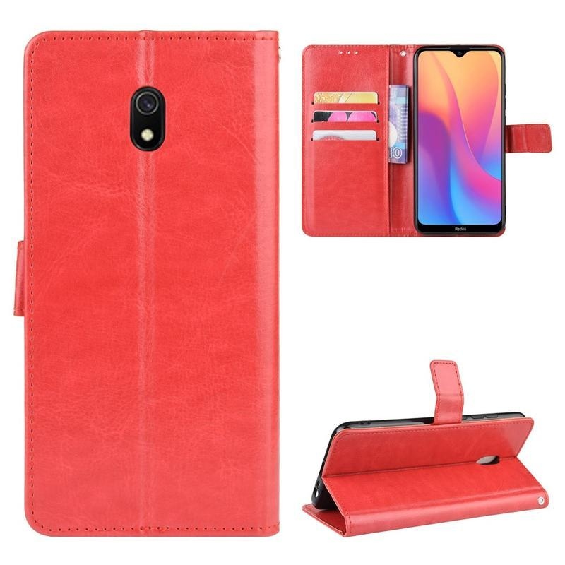 Horse PU kožené peněženkové pouzdro na mobil Xiaomi Redmi 8A - červené