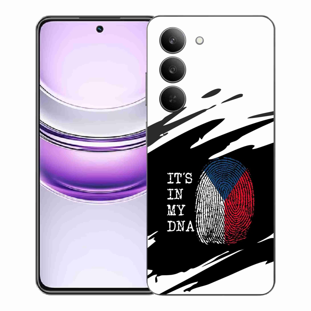 Gelový kryt mmCase na Realme 14x 5G - vlajka otisk prstu černobílé pozadí