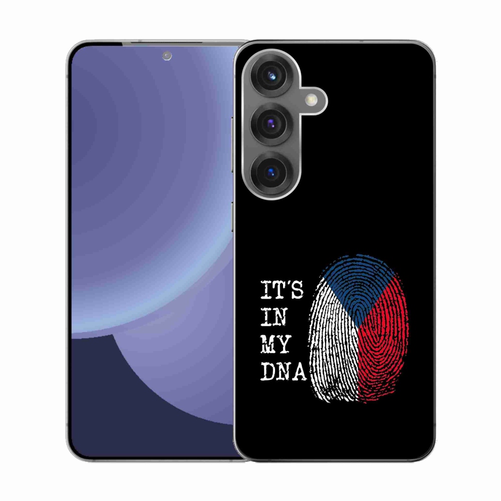 Gelový kryt mmCase na Samsung Galaxy S25 - vlajka otisk prstu černé pozadí