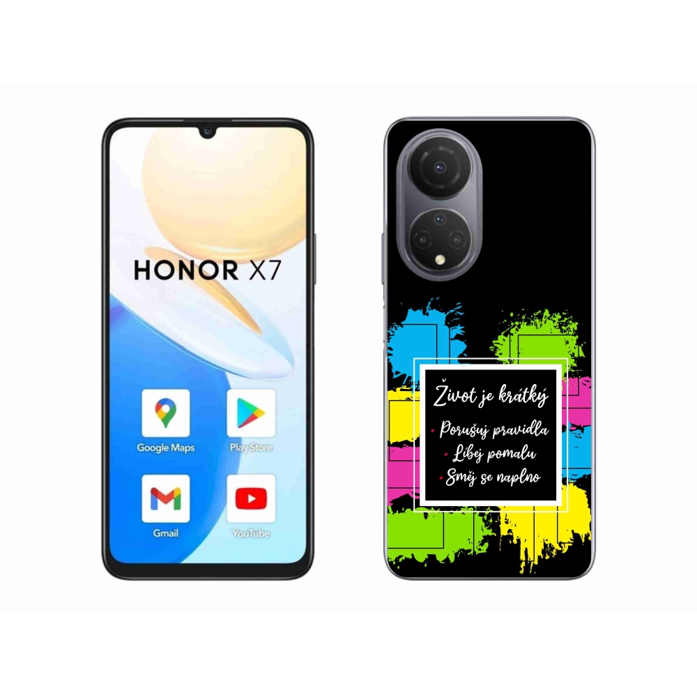 Gelový kryt mmCase na Honor X7 - citát 5 černé pozadí