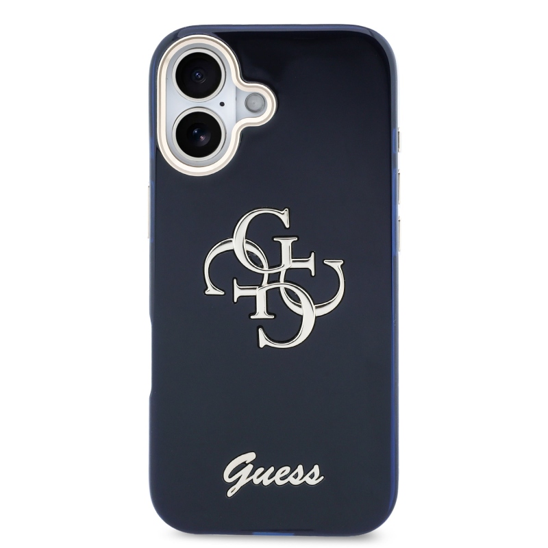 Guess IML 4G Script Metal Logo Zadní Kryt pro iPhone 17 Blue
