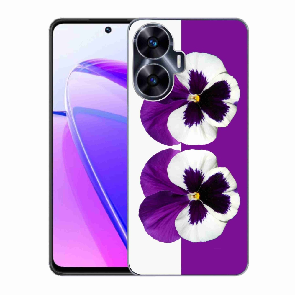 Gelový kryt mmCase na Realme C55 - fialovobílý květ