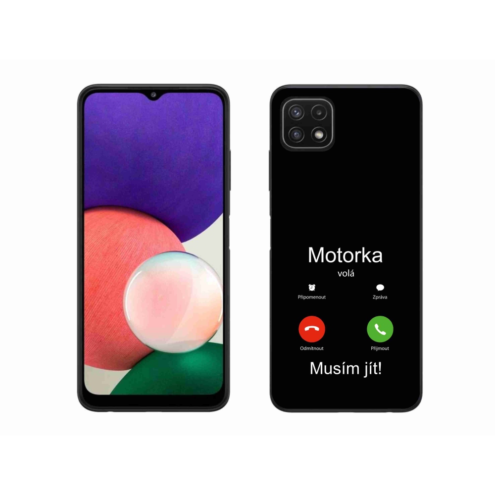 Gelový kryt mmCase na Samsung Galaxy A22 5G - motorka volá černé pozadí