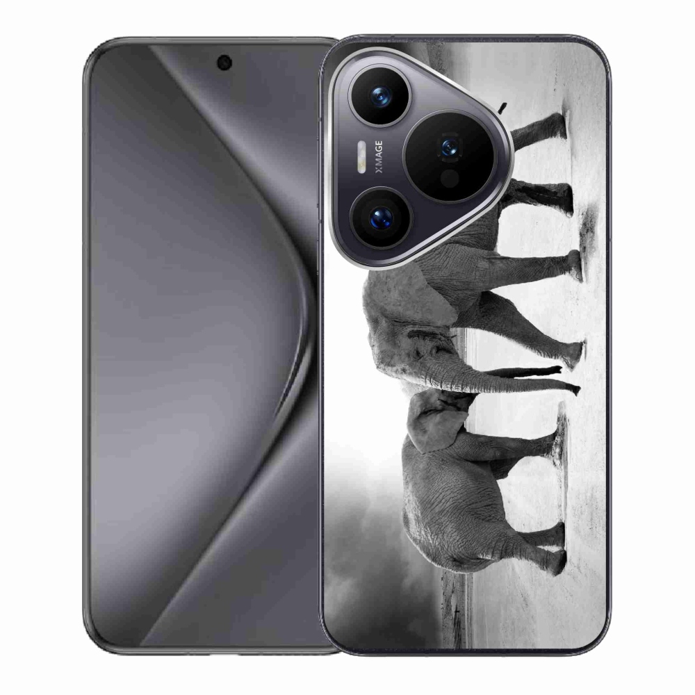 Gelový kryt mmCase na Huawei Pura 70 - černobílí sloni