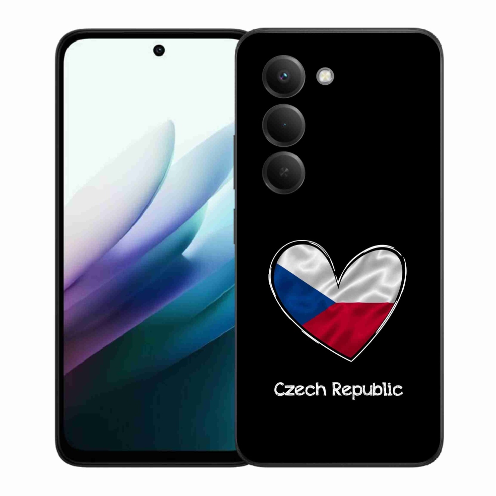 Gelový kryt mmCase na Xiaomi Redmi 15 4G/5G (171mm) - vlajka srdce černé pozadí