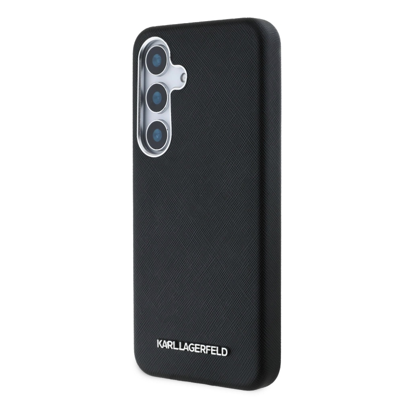 Karl Lagerfeld PU Saffiano Metal Logo and Frame Zadní Kryt pro Samsung Galaxy S25+ Black