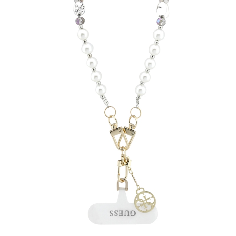 Guess Crossbody Popruh Pearl and 4G Charm White