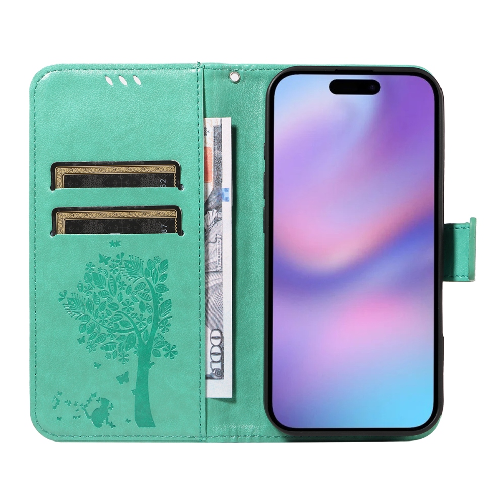 Trees knížkové pouzdro na iPhone 17 - modrozelené