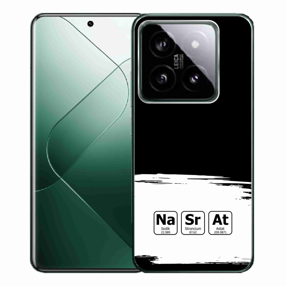Gelový kryt mmCase na Xiaomi 14 Pro - chemické prvky bíločerné pozadí