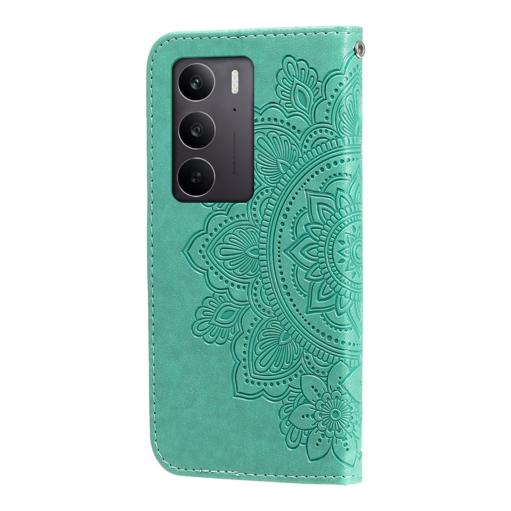 Mandala knížkové pouzdro na Realme C75 - modrozelené