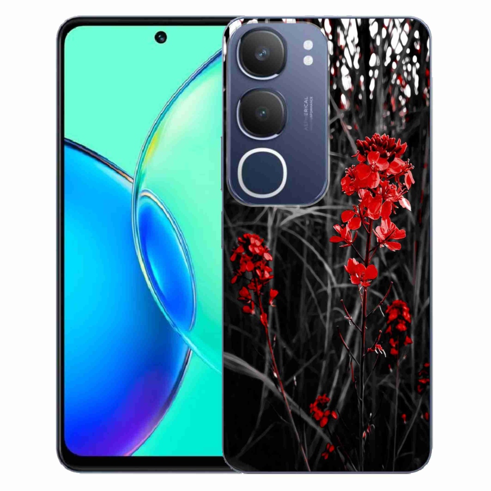 Gelový kryt mmCase na Vivo Y19s - červená rostlina