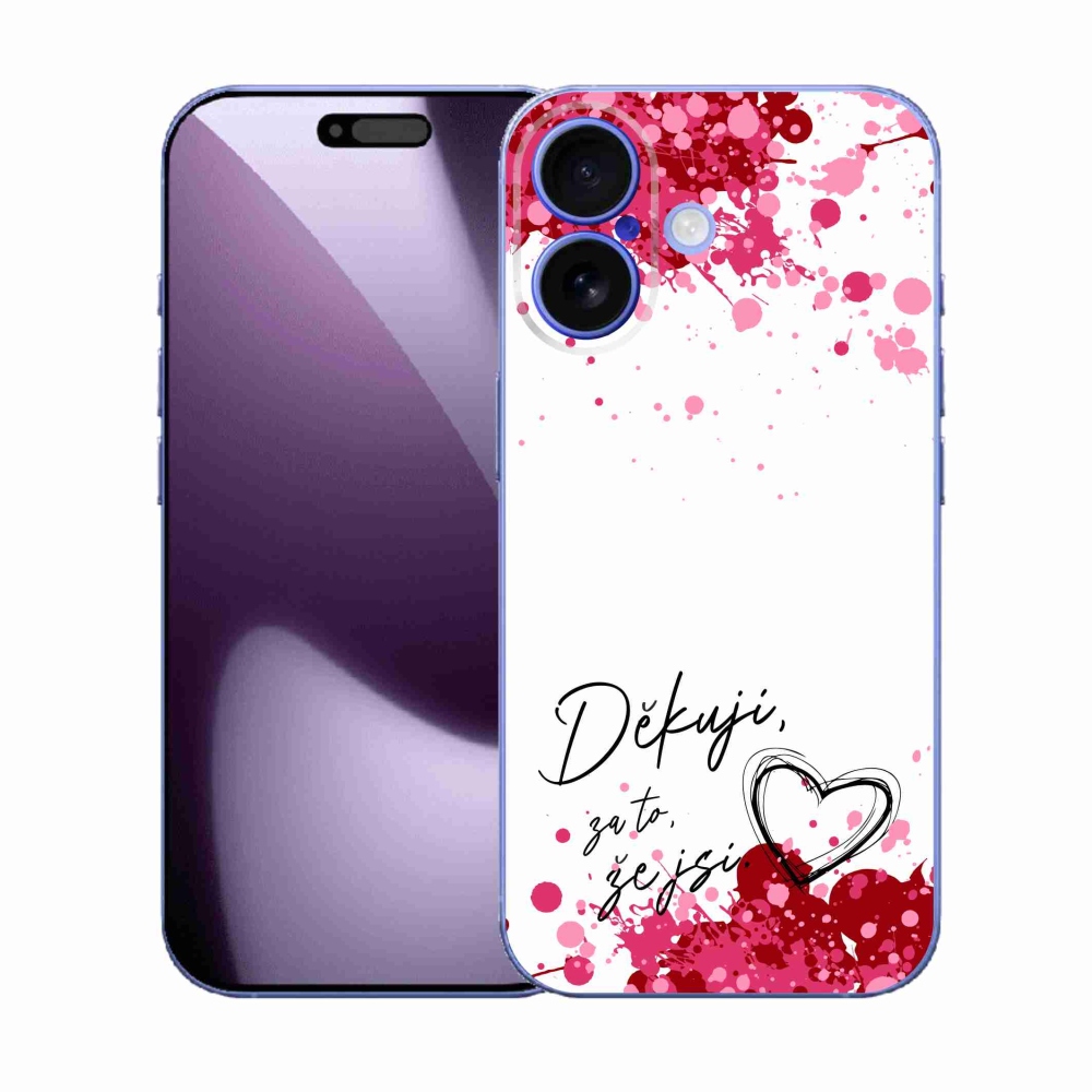 Gelový kryt mmCase na iPhone 17 - zamilovaný text 2 bílé pozadí