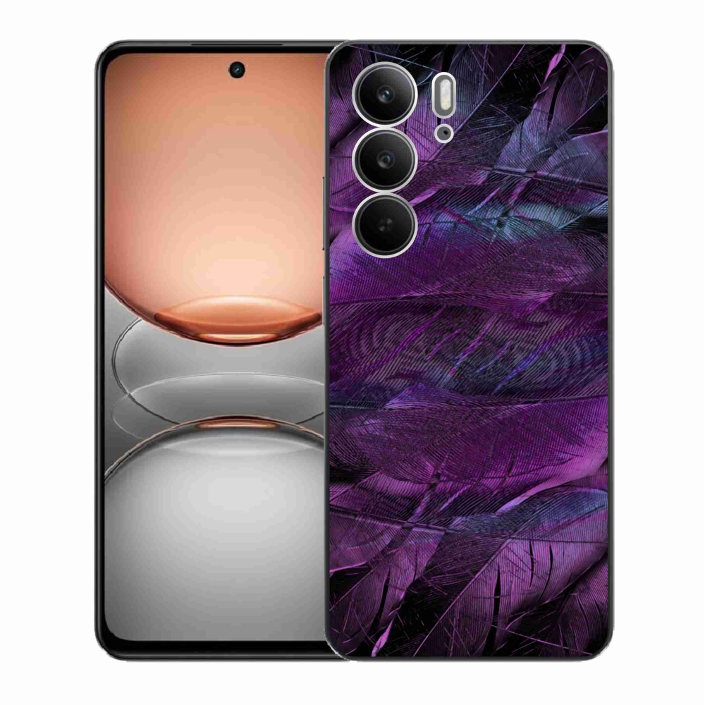Gelový kryt mmCase na Realme C75 - fialová pírka