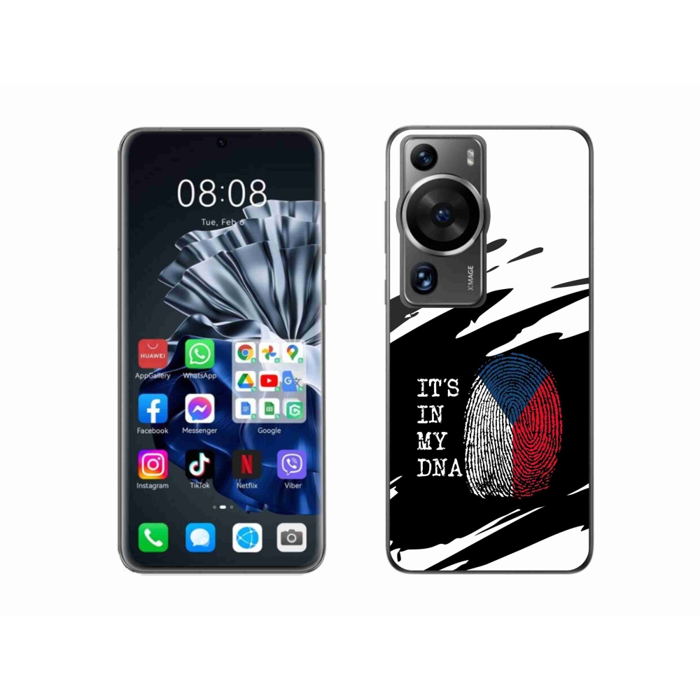 Gelový kryt mmCase na Huawei P60 Pro - vlajka otisk prstu černobílé pozadí