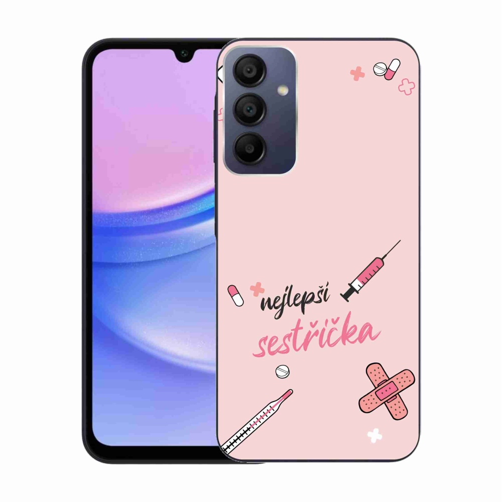 Gelový kryt mmCase na Samsung Galaxy A15 4G/5G - nejlepší sestřička růžové pozadí
