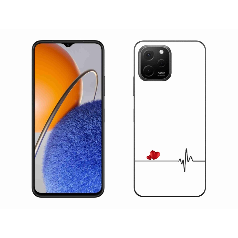 Gelový kryt mmCase na Huawei Nova Y61 - srdce a tep bílé pozadí