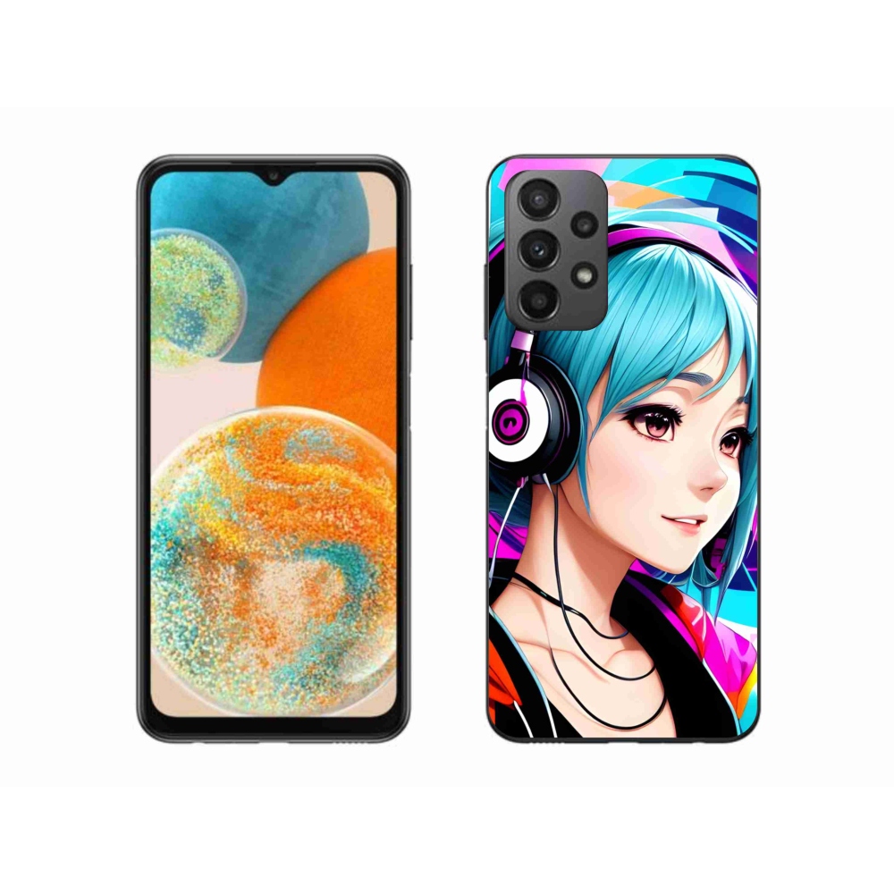Gelový kryt mmCase na Samsung Galaxy A23 4G/5G - dívka se sluchátky