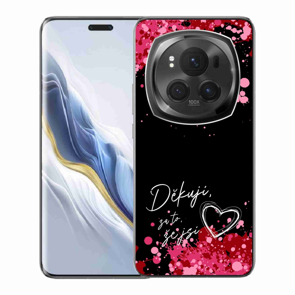 Gelový kryt mmCase na Honor Magic 6 Pro 5G - zamilovaný text 2 černé pozadí