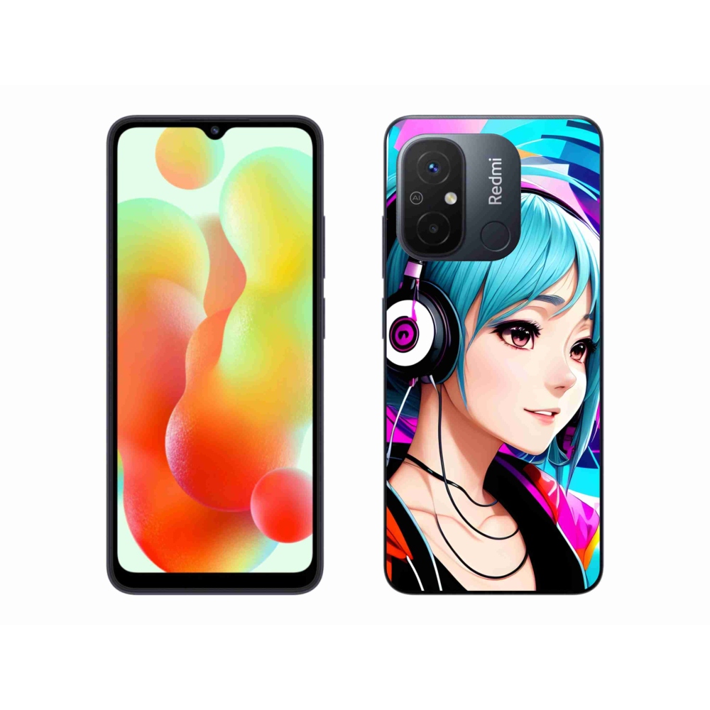 Gelový kryt mmCase na Xiaomi Redmi 12C - dívka se sluchátky