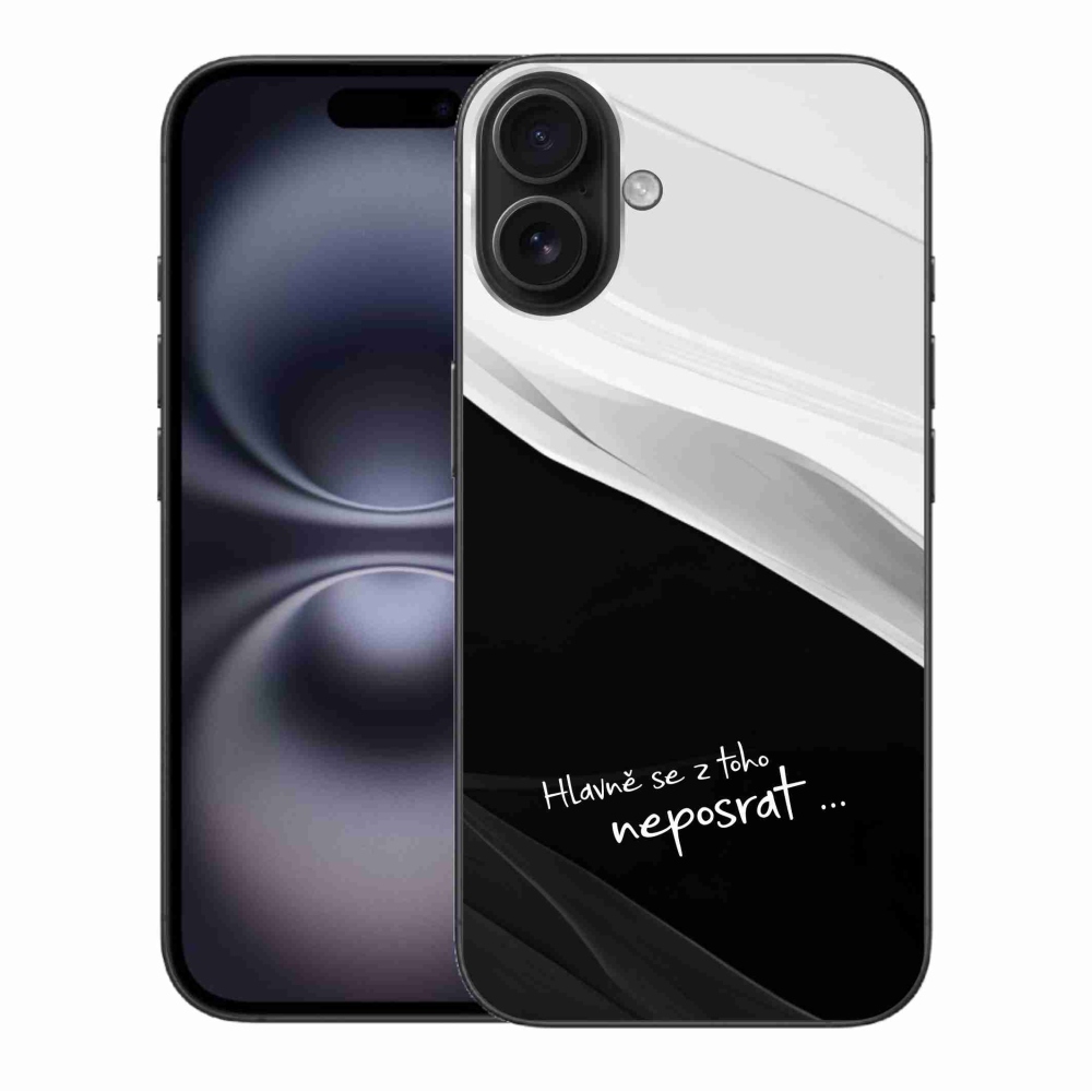 Gelový kryt mmCase na iPhone 16 Plus - vtipný text 13 černobílé pozadí