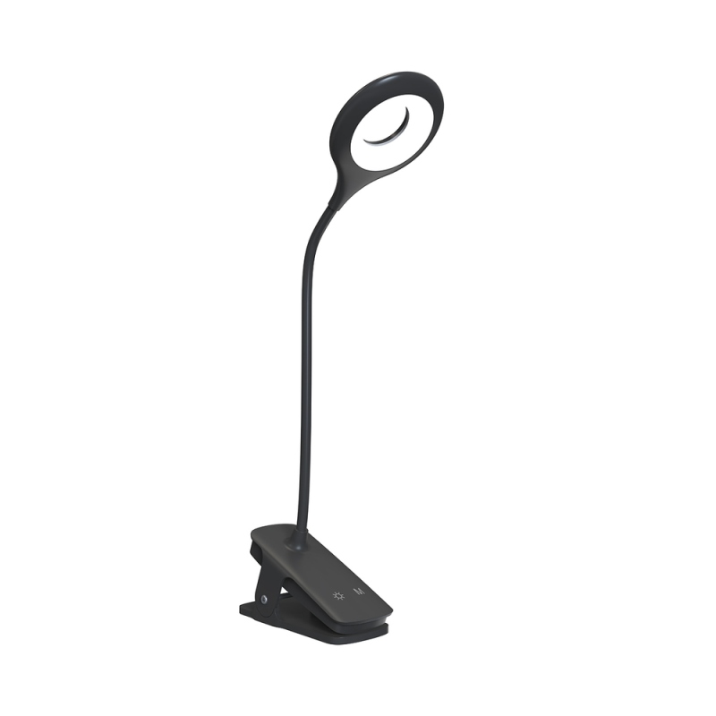 Bezdrátová LED lampa na čtení Mini Wozinsky s klipem + kabel USB-C – černá