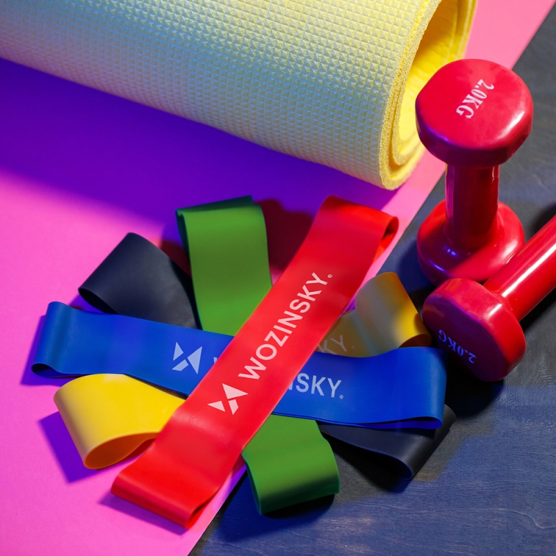 Wozinsky WGO-5 sada odporových gum na cvičení Mini Bands 5 ks s různou tuhostí