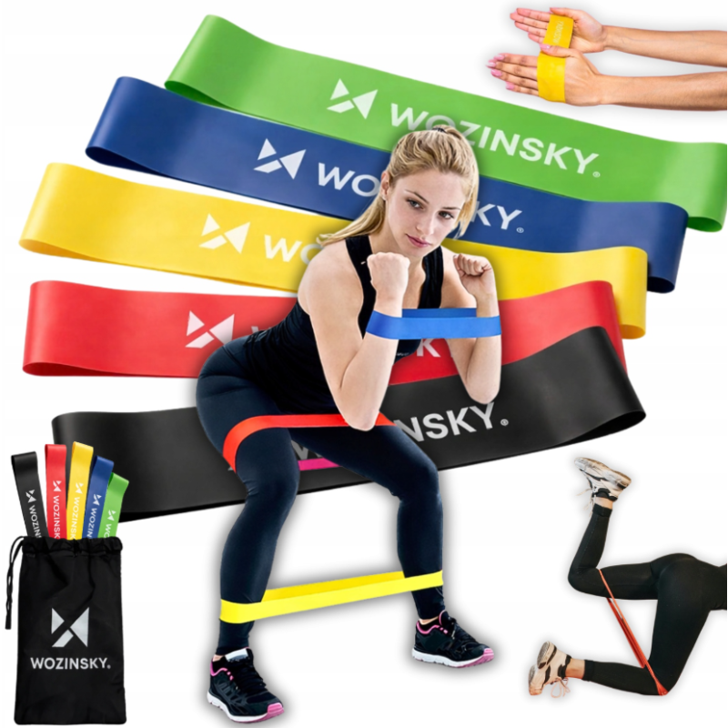 Wozinsky WGO-5 sada odporových gum na cvičení Mini Bands 5 ks s různou tuhostí