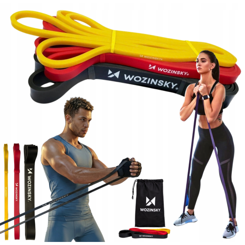 Wozinsky WGO-3 sada posilovacích odporových gum 3 ks - 4 až 29 kg