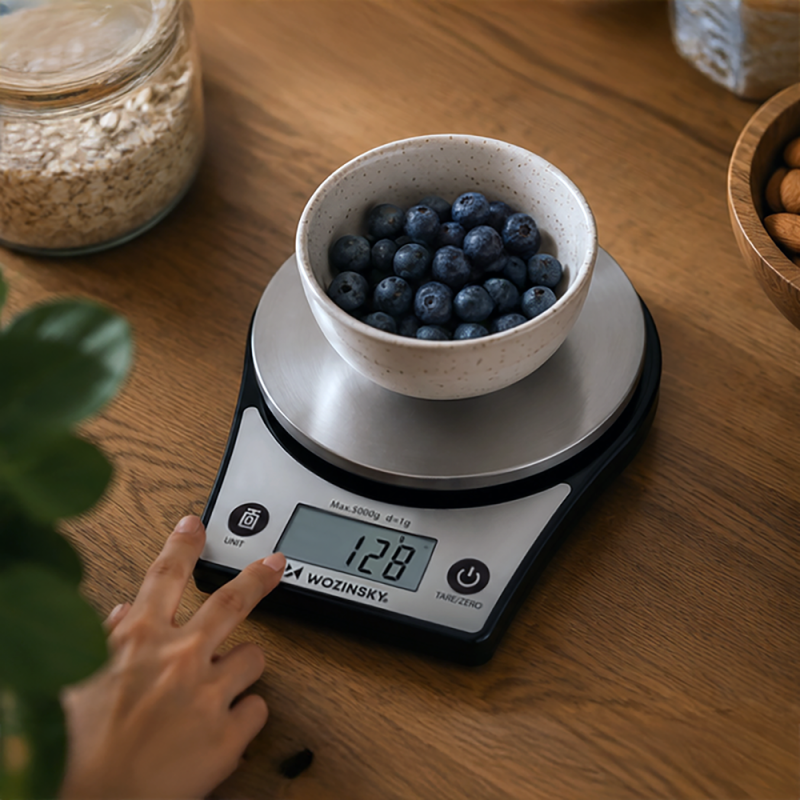 Kuchyňská váha Wozinsky WAK-651 s LCD displejem, nosnost až 5 kg – černá